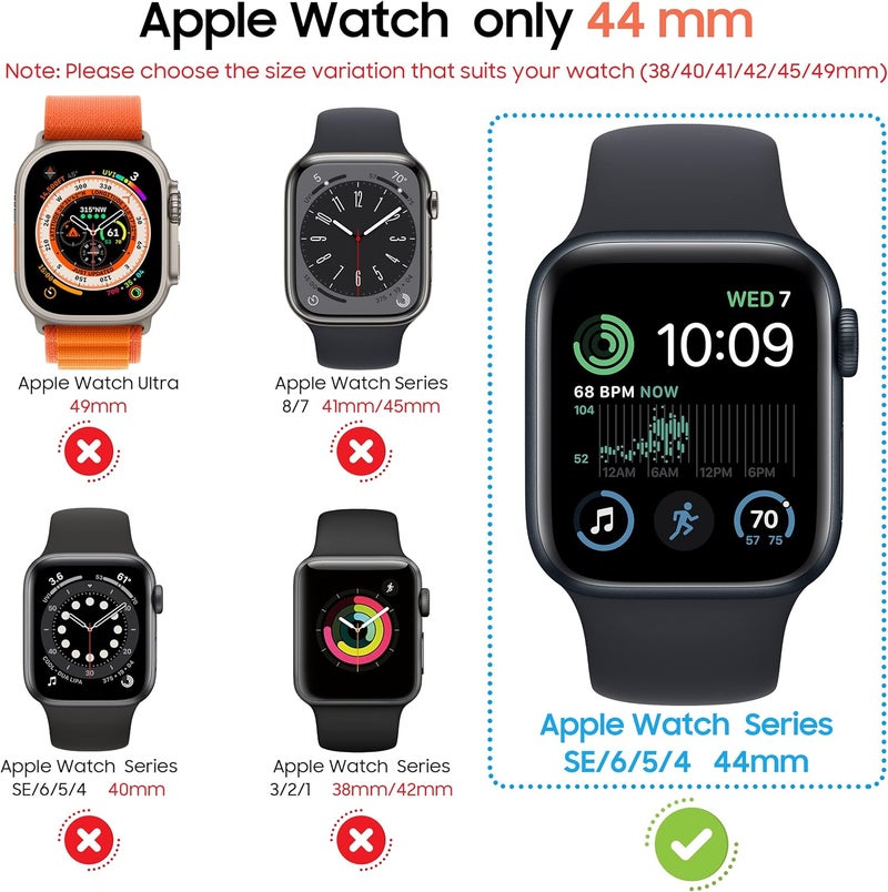 Diruite 2-Pack for Apple Watch Series 8/7/6/5/4/Series SE/SE 2 44mm All-Around Screen Protector Case, Tempered Glass Screen Protector Case Ultra-Thin for iWatch 44mm Protection Cover -White - Image 2